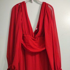 SHEIN Plus Size Long Red Dress